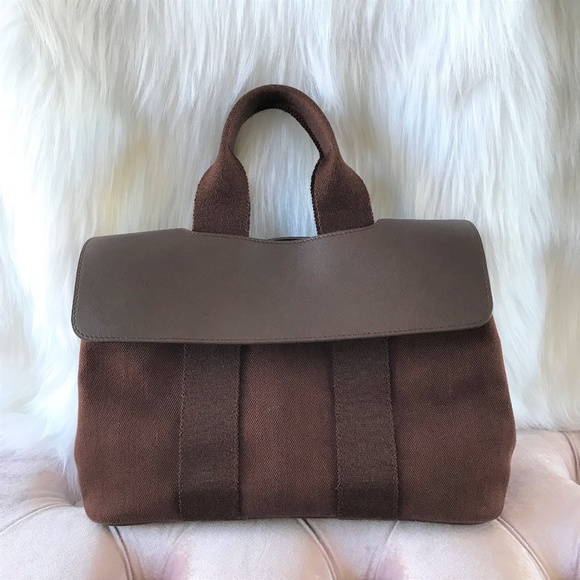 SOLD!! HERMES Valparaiso PM Canvas Satchel - Picture 1 of 8